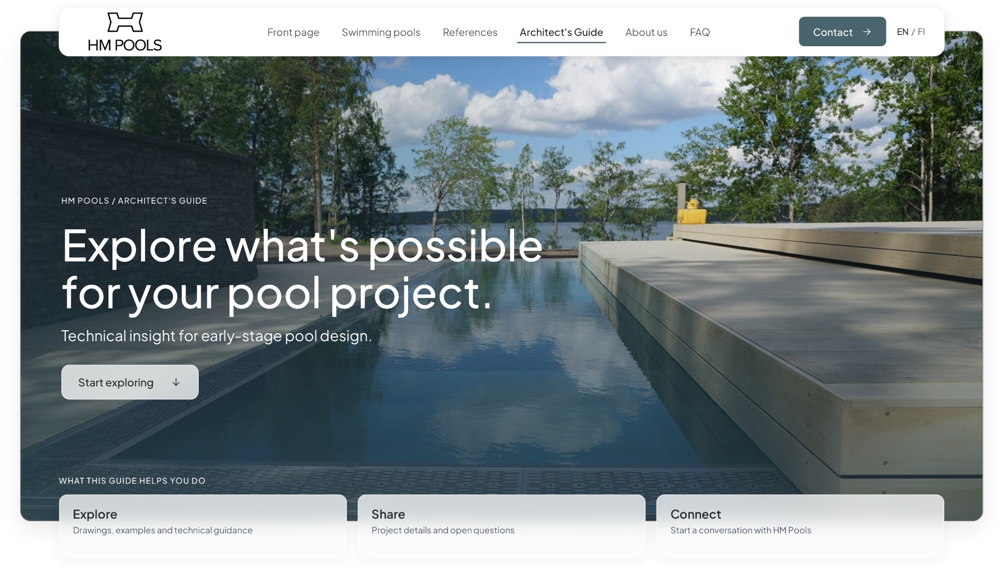 HM Pools Architect's Guide landing page